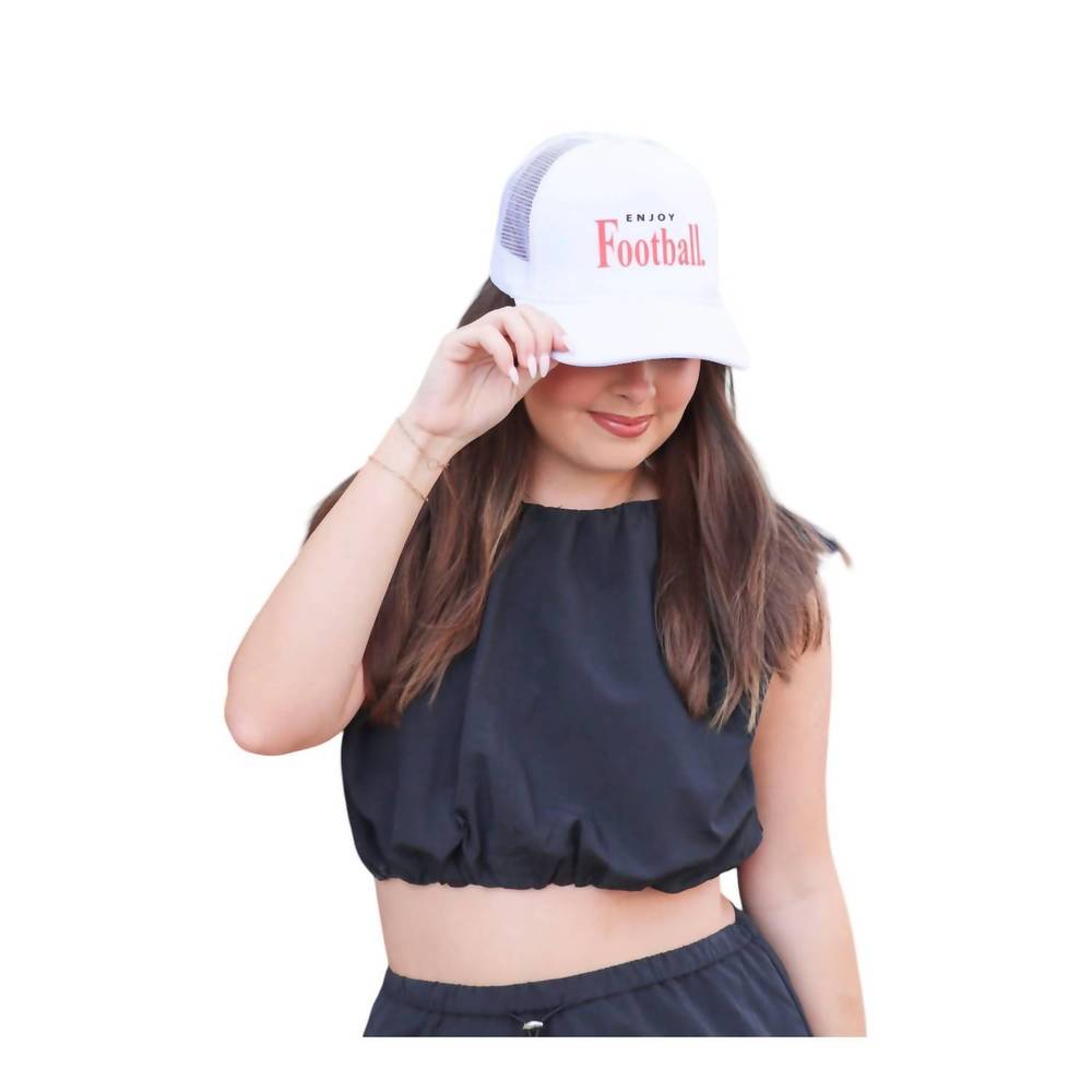 NEW DISTRESSED VINTAGE COUTURE enjoy football hat in white